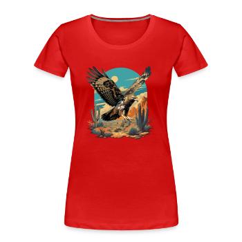 Falken Falke - Frauen Premium Bio T-Shirt - Rot - Vorne - Mia (176cm)