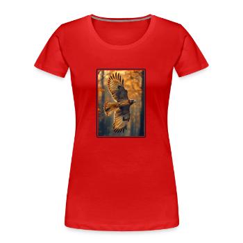 Falken Falke - Frauen Premium Bio T-Shirt - Rot - Vorne - Mia (176cm)