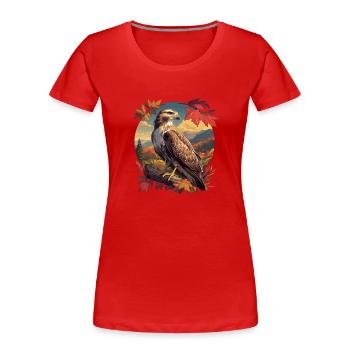 Falken Falke - Frauen Premium Bio T-Shirt - Rot - Vorne - Mia (176cm)