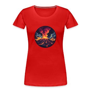 Dramatischer Vulkan Ausbruch mit Feuer und Rauch - Frauen Premium Bio T-Shirt - Rot - Vorne - Mia (176cm)