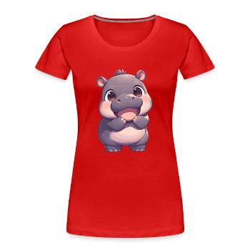 Nilpferd Flußpferd - Frauen Premium Bio T-Shirt - Rot - Vorne - Mia (176cm)