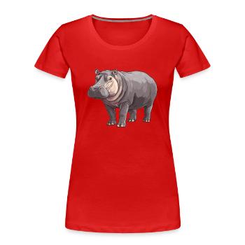 Nilpferd Flußpferd - Frauen Premium Bio T-Shirt - Rot - Vorne - Mia (176cm)