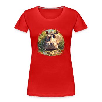 Nilpferd Flußpferd - Frauen Premium Bio T-Shirt - Rot - Vorne - Mia (176cm)
