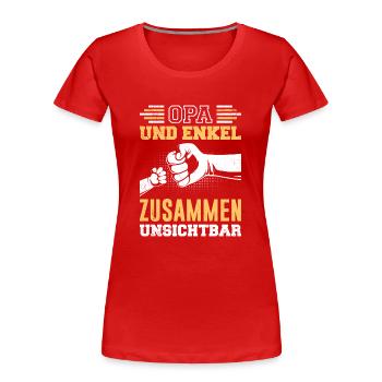 OPA UND ENKEL ZUSAMMEN UNSICHTBAR Lustiges - Frauen Premium Bio T-Shirt - Rot - Vorne - Mia (176cm)