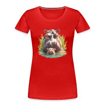 Nilpferd Flußpferd - Frauen Premium Bio T-Shirt - Rot - Vorne - Mia (176cm)