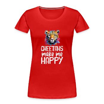 Portrait Léopard Animal - T-shirt bio Premium Femme - rouge - Devant - Mia (176cm)