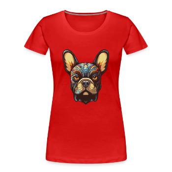 Französische Bulldogge Hund Kopf - Frauen Premium Bio T-Shirt - Rot - Vorne - Mia (176cm)