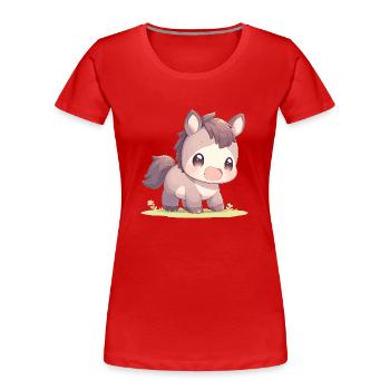 Pferde Pferd - Frauen Premium Bio T-Shirt - Rot - Vorne - Mia (176cm)