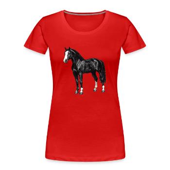 Pferde Pferd - Frauen Premium Bio T-Shirt - Rot - Vorne - Mia (176cm)