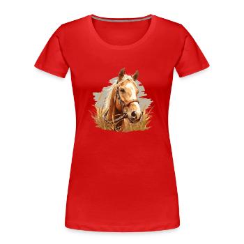 Pferde Pferd - Frauen Premium Bio T-Shirt - Rot - Vorne - Mia (176cm)