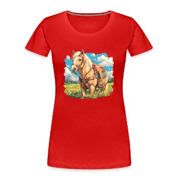 Pferde Pferd - Frauen Premium Bio T-Shirt - Rot - Vorne - Mia (176cm)