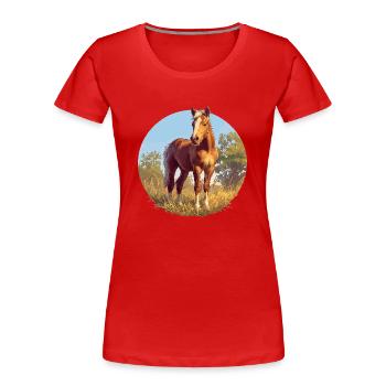 Pferde Pferd - Frauen Premium Bio T-Shirt - Rot - Vorne - Mia (176cm)