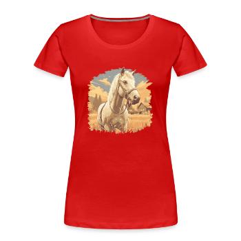 Pferde Pferd - Frauen Premium Bio T-Shirt - Rot - Vorne - Mia (176cm)