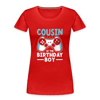 Cousin der Birthday Boy Videospielfamilie - Frauen Premium Bio T-Shirt - Rot - Vorne - Mia (176cm)