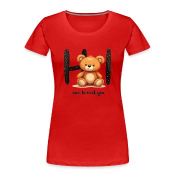 Niedliches Teddy-Motiv – Kindermode mit Herz - Frauen Premium Bio T-Shirt - Rot - Vorne - Mia (176cm)