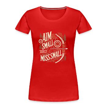 Aim Small Miss Small - Frauen Premium Bio T-Shirt - Rot - Vorne - Mia (176cm)