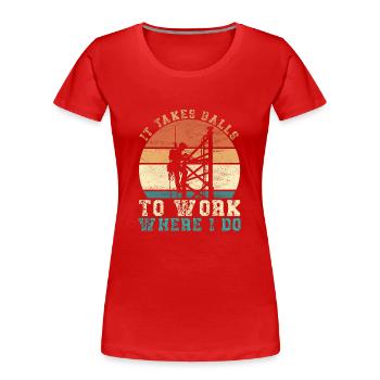 Grimpeurs industriels Tours Grimpeurs industriels - T-shirt bio Premium Femme - rouge - Devant - Mia (176cm)