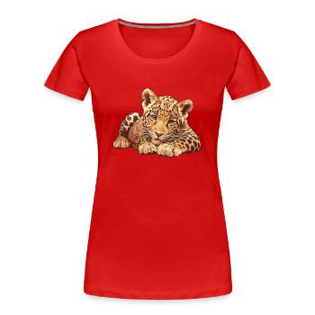 Jaguare Jaguar - Frauen Premium Bio T-Shirt - Rot - Vorne - Mia (176cm)