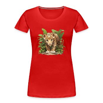 Jaguare Jaguar - Frauen Premium Bio T-Shirt - Rot - Vorne - Mia (176cm)