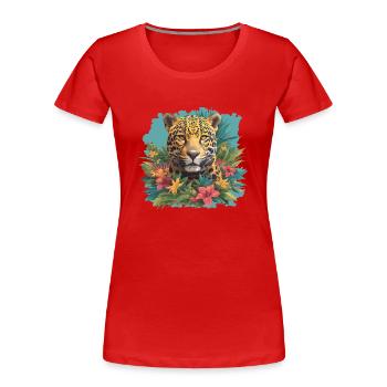 Jaguare Jaguar - Frauen Premium Bio T-Shirt - Rot - Vorne - Mia (176cm)