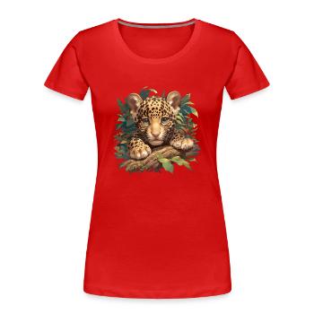 Jaguare Jaguar - Frauen Premium Bio T-Shirt - Rot - Vorne - Mia (176cm)