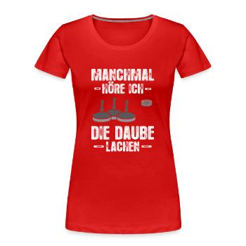 Rire des bâtons, s’enrouler, se recroqueviller - T-shirt bio Premium Femme - rouge - Devant - Mia (176cm)