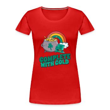 Complete with Gold - Rainbow and Fortune Inspired - Women's Premium Organic T-Shirt - red - Front - Mia (176cm)