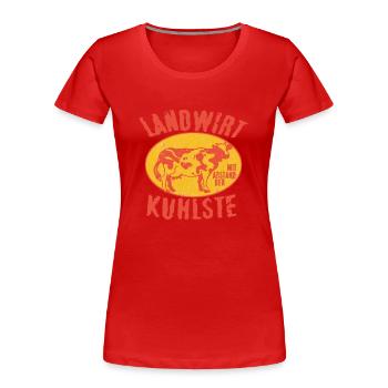 Kuh bauer Gelb rot vintage look - Frauen Premium Bio T-Shirt - Rot - Vorne - Mia (176cm)