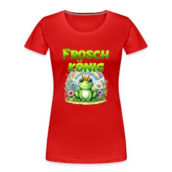 FROSCHKÖNIG Lustiges Karneval Frosch Kostüm - Frauen Premium Bio T-Shirt - Rot - Vorne - Mia (176cm)