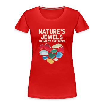 Seeglas-jäger Sammeln Meeresschätze - Frauen Premium Bio T-Shirt - Rot - Vorne - Mia (176cm)