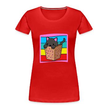 Katze in der Schachtel - Frauen Premium Bio T-Shirt - Rot - Vorne - Mia (176cm)