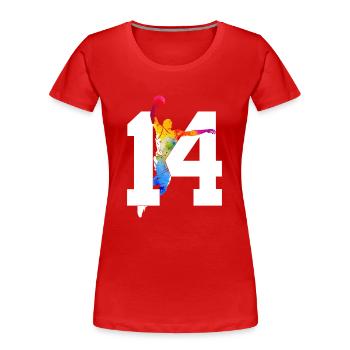 NUMMER 14 BASKETBALL 14. GEBURTSTAG - Frauen Premium Bio T-Shirt - Rot - Vorne - Mia (176cm)