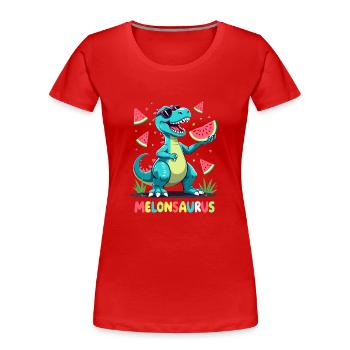 Melonsaurus Lustiger Dinosaurier für einen - Frauen Premium Bio T-Shirt - Rot - Vorne - Mia (176cm)