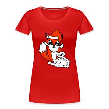 Fuchs Rotfuchs Weihnachtsmann Weihnachten Geschenk - Frauen Premium Bio T-Shirt - Rot - Vorne - Mia (176cm)