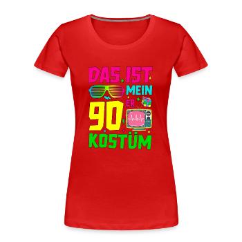 Das ist mein 90er Kostüm - Frauen Premium Bio T-Shirt - Rot - Vorne - Mia (176cm)