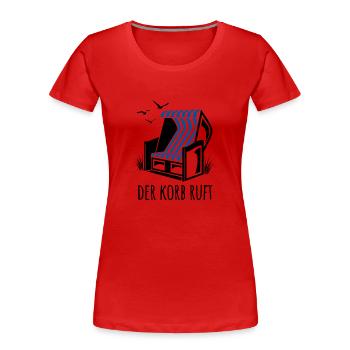 Der Korb ruft - Strandkorb - Meer - Urlaub - Frauen Premium Bio T-Shirt - Rot - Vorne - Mia (176cm)