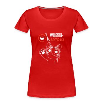 Bouchées de moustaches – Sushi pour les amoureux des chats - T-shirt bio Premium Femme - rouge - Devant - Mia (176cm)