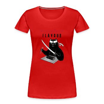 Purrrfect Flavour – Sushi Chef Cat - Frauen Premium Bio T-Shirt - Rot - Vorne - Mia (176cm)