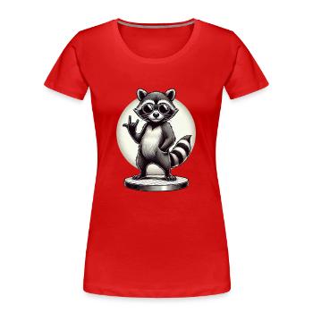 Cool raccoon rock geste de la main illustration - T-shirt bio Premium Femme - rouge - Devant - Mia (176cm)
