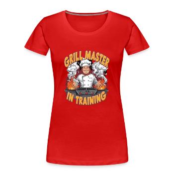 Grillmeister in der Ausbildung Lustiger BBQ-Humor - Frauen Premium Bio T-Shirt - Rot - Vorne - Mia (176cm)