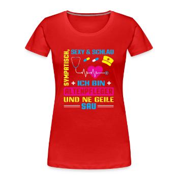Altenpfleger Geschenk Altenpflege Pflegefachkraft - Frauen Premium Bio T-Shirt - Rot - Vorne - Mia (176cm)