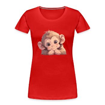 Macaque Macaque - T-shirt bio Premium Femme - rouge - Devant - Mia (176cm)
