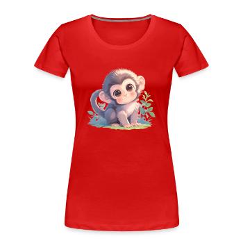 Macaque Macaque - T-shirt bio Premium Femme - rouge - Devant - Mia (176cm)