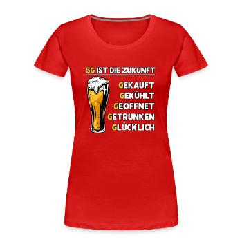 5G Bier funny Design Lustig Geschenkidee - Frauen Premium Bio T-Shirt - Rot - Vorne - Mia (176cm)