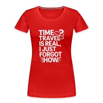Zeitreise-enthusiast, Der Sich Für - Frauen Premium Bio T-Shirt - Rot - Vorne - Mia (176cm)