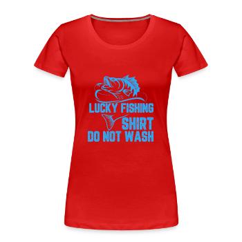 Chemise de pêche porte-bonheur - T-shirt bio Premium Femme - rouge - Devant - Mia (176cm)