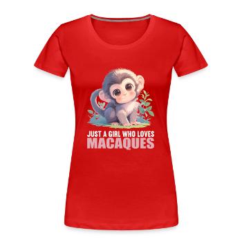 Macaque Macaque - T-shirt bio Premium Femme - rouge - Devant - Mia (176cm)