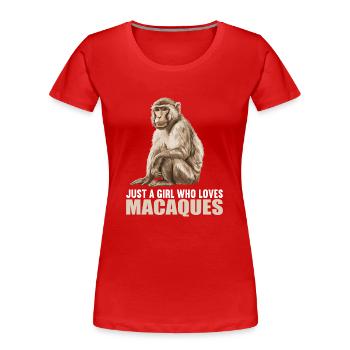 Macaque Macaque - T-shirt bio Premium Femme - rouge - Devant - Mia (176cm)