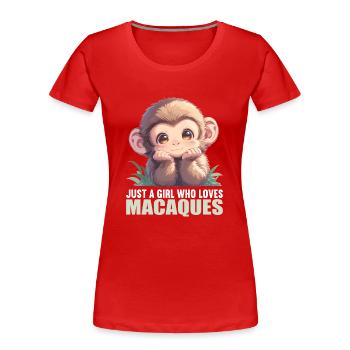 Macaque Macaque - T-shirt bio Premium Femme - rouge - Devant - Mia (176cm)