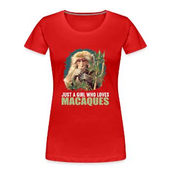 Macaque Macaque - T-shirt bio Premium Femme - rouge - Devant - Mia (176cm)